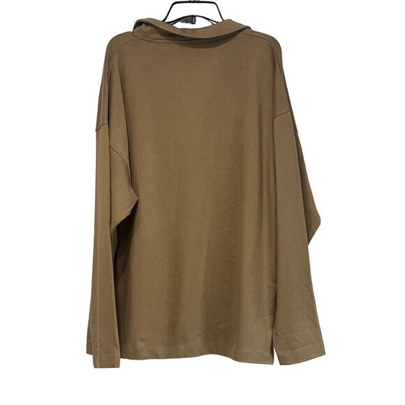 TOPSHOP Women’s Oversize Long Sleeve Cotton Polo in Taupe, Sz. 12 - Picture 10 of 10